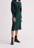 Paisie Balloon Sleeve Knitted Dress in Dark Green